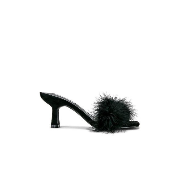 Steve Madden Karoo Heels Mules Black Feather - Picture 5 of 9